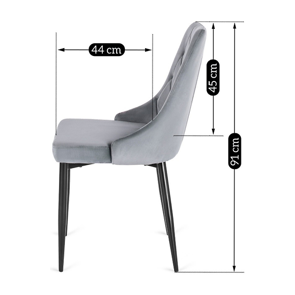 Zestaw 6x Krzesło Tapicerowane CORK do Salonu Szare Welurowe Loft