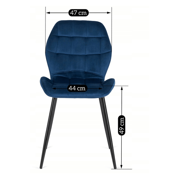 Krzesło Tapicerowane Welurowe Do Jadalni Salonu Loft Granatowe LUCKY