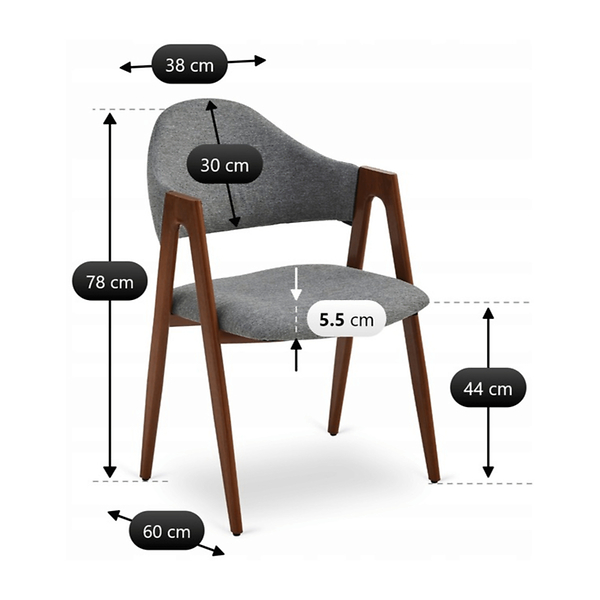 Krzesło Tapicerowane Kuchenne Skandynawskie Do Jadalni Salonu Popiel RUIZ