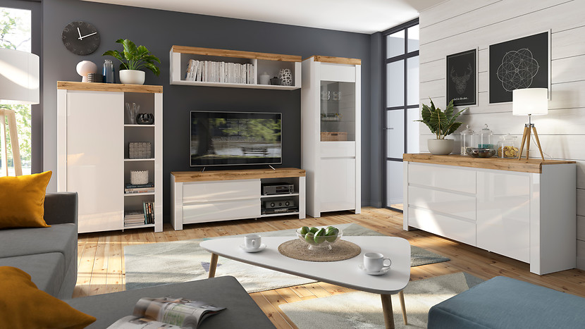 Komoda Holten 156 cm z szafką i 3 szufladami dąb waterford