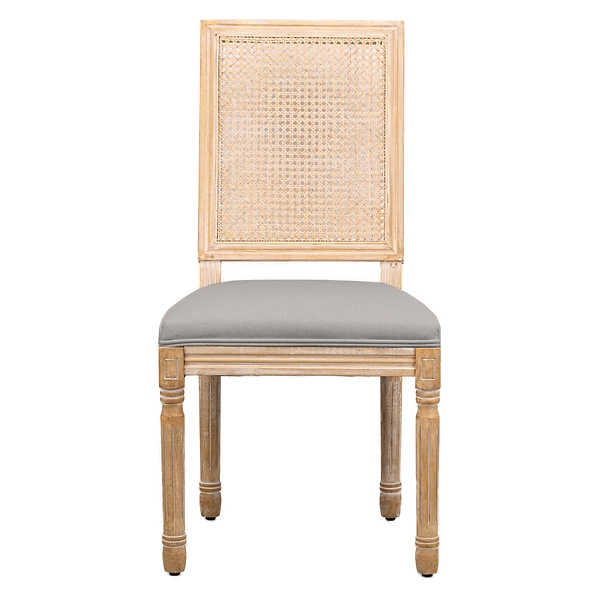 Zestaw 2 krzeseł drewno/plecionka ciemnoszara