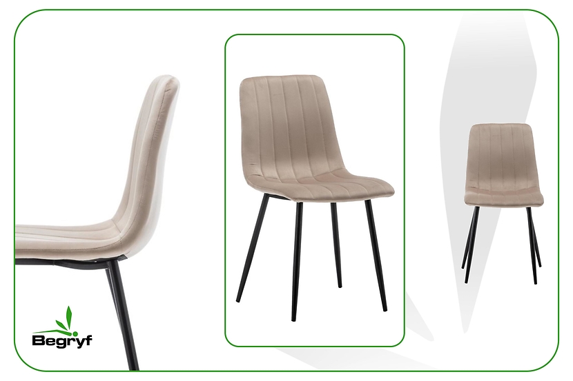 Krzesło Magnolia beżowe welur do salonu do jadalni do kuchni BEGRYF
