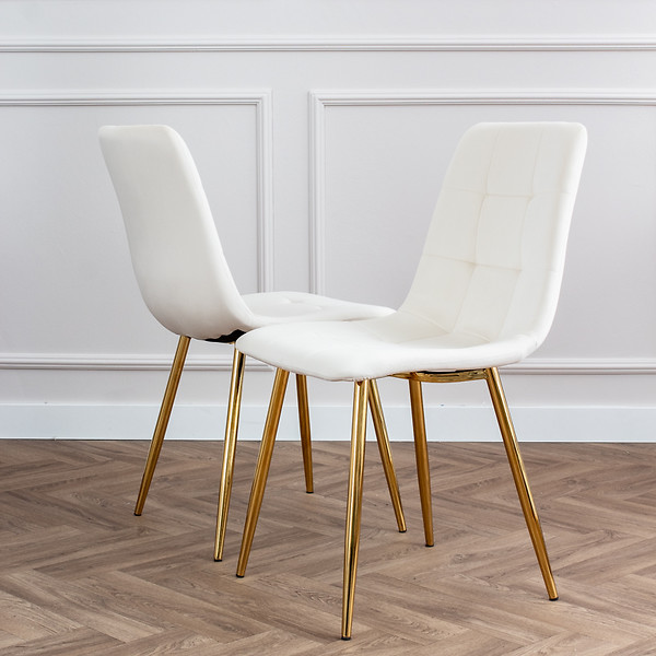 Krzesło tapicerowane szare welurowe pikowane złote nogi glamour