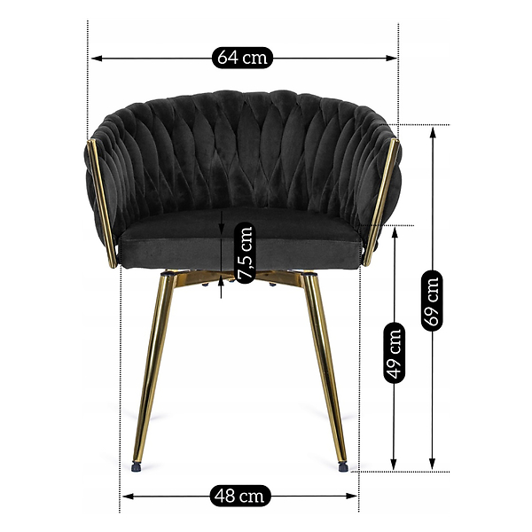 Krzesło Tapicerowane Welur Obrotowe RUBI Czarne Do Salonu Jadalni Toaletki