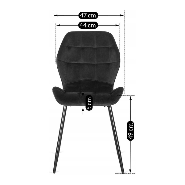 Krzesło Tapicerowane Welurowe Do Jadalni Salonu Loft Granatowe LUCKY