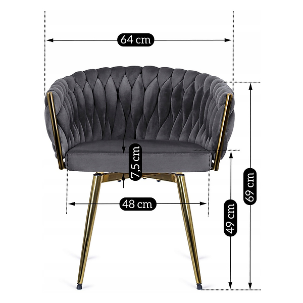 Krzesło Tapicerowane Welur Obrotowe RUBI Czarne Do Salonu Jadalni Toaletki