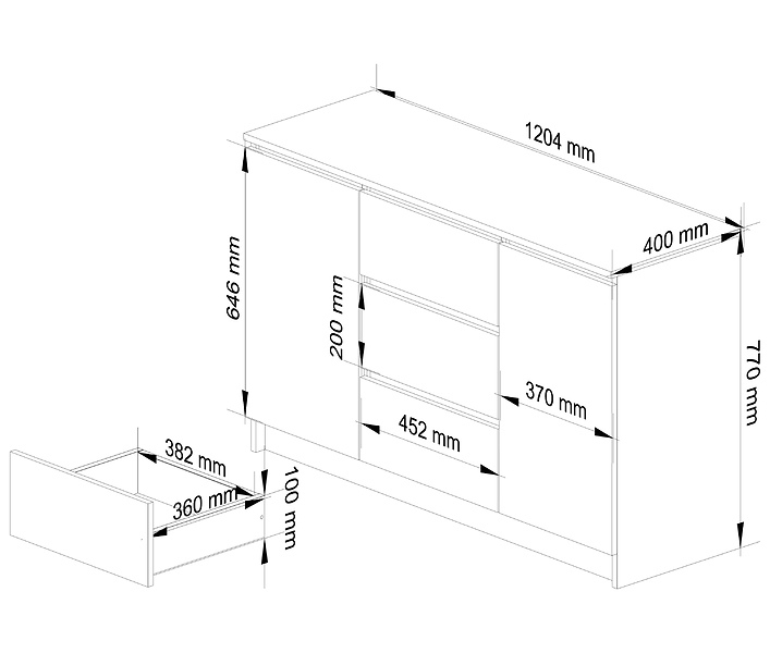 Komoda AKORD K016 Biała 120 cm Biały mat 120x40x77 cm