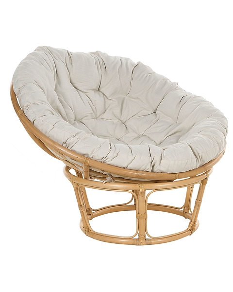 Fotel rattanowy naturalny z jasnobeżowym