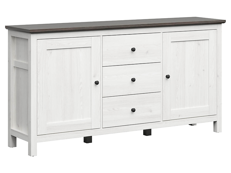 Komoda Hesen 186 cm z 2 drzwiami i 3 szufladami modrzew sibiu jasny/sosna larico