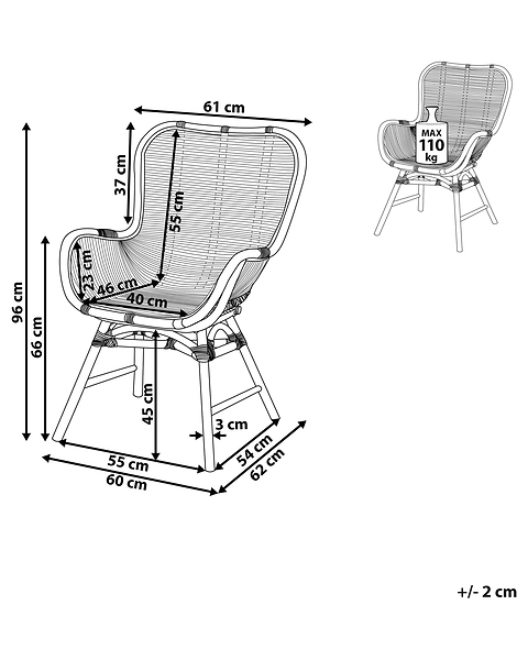 Krzesło fotel rattanowe plecione jasnobrązowe