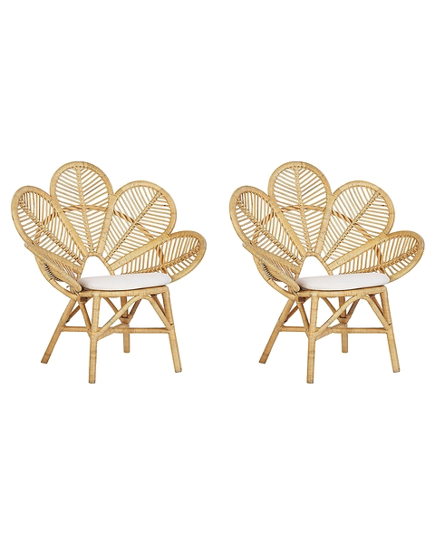 Zestaw foteli paw rattan z poduchą beżowy