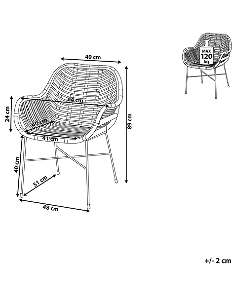 Krzesło z rattanu jadalnia salon brązowe