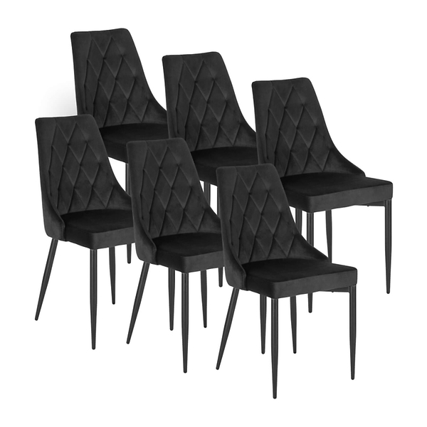 Zestaw 6x Krzesło Tapicerowane CORK do Salonu Szare Welurowe Loft