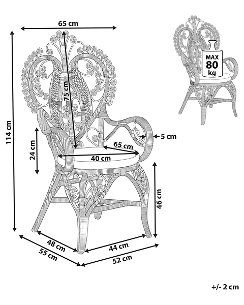 Fotel paw rattanowy z poduszką beżowy rattanowy