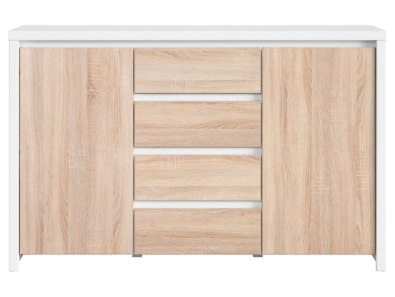 Komoda Kaspian 144 cm z 2 drzwiami i 4 szufladami dąb sonoma