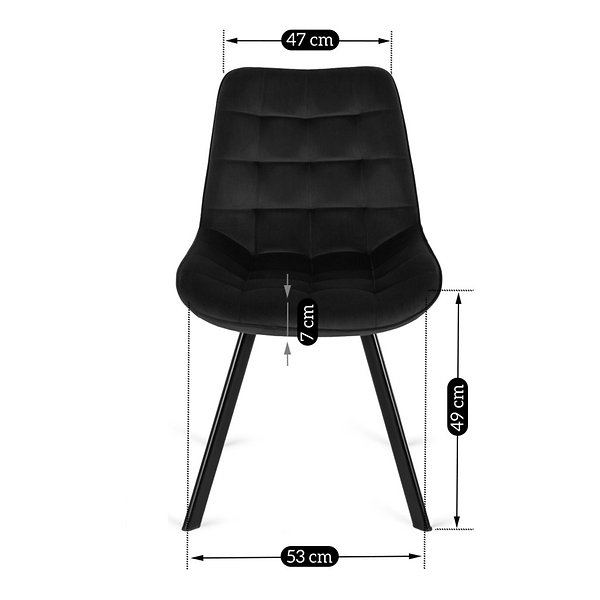 Zestaw 6x Krzesło Tapicerowane RICK do Salonu Czarne Welurowe Loft