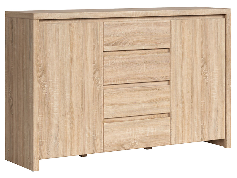 Komoda Kaspian 144 cm z 2 drzwiami i 4 szufladami dąb sonoma