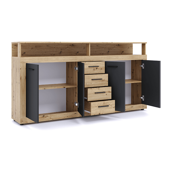 Komoda z Szufladami Duża Do Salonu BLAGO Dąb Sonoma Biała