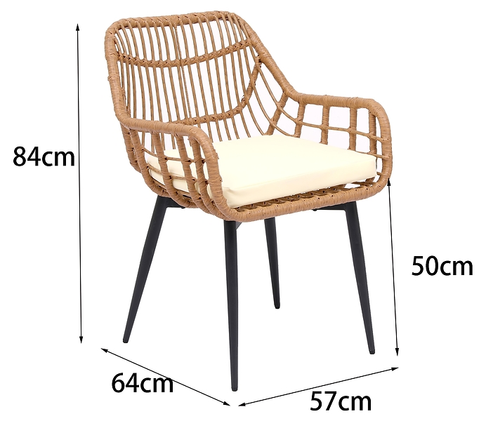 Zestaw 2 krzeseł z metalu i wikliny