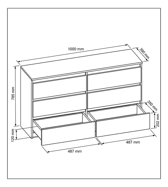 Komoda 6 szuflad 100cm biała