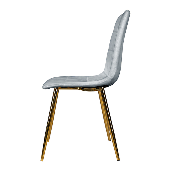 Krzesło tapicerowane szare welurowe pikowane złote nogi glamour