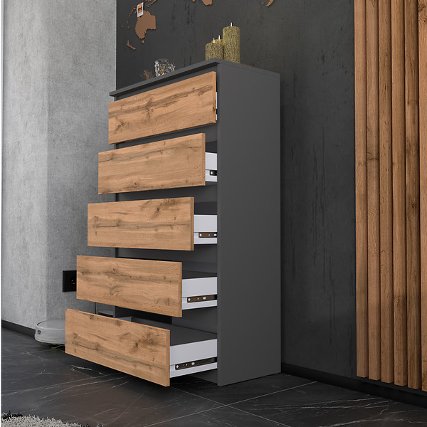 Komoda do salonu nowoczesna 70cm szafka rtv loft szara wotan