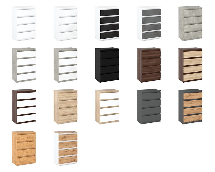 Komoda 4 szuflady 60cm hugo szafka do sypialni salonu szara