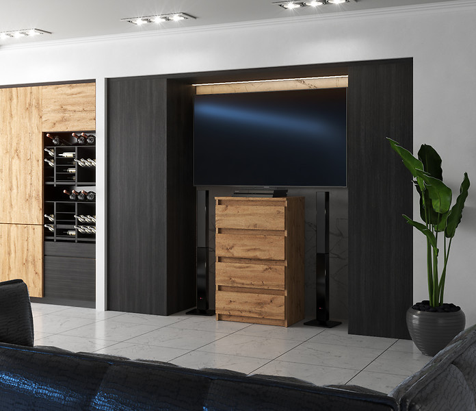 Komoda 4 szuflady 60cm hugo szafka do sypialni salonu szara