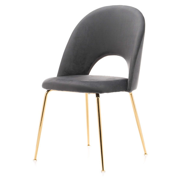 Krzesło Glamour KC-903-2 popiel welur, nogi złoty chrom