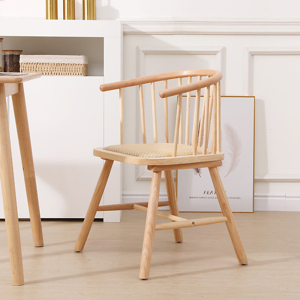 Zestaw 2 krzeseł z litego drewna i naturalnego rattanu