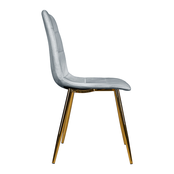 Krzesło tapicerowane szare welurowe pikowane złote nogi glamour