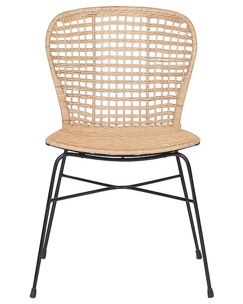 Zestaw 2 rattanowych krzeseł beżowy