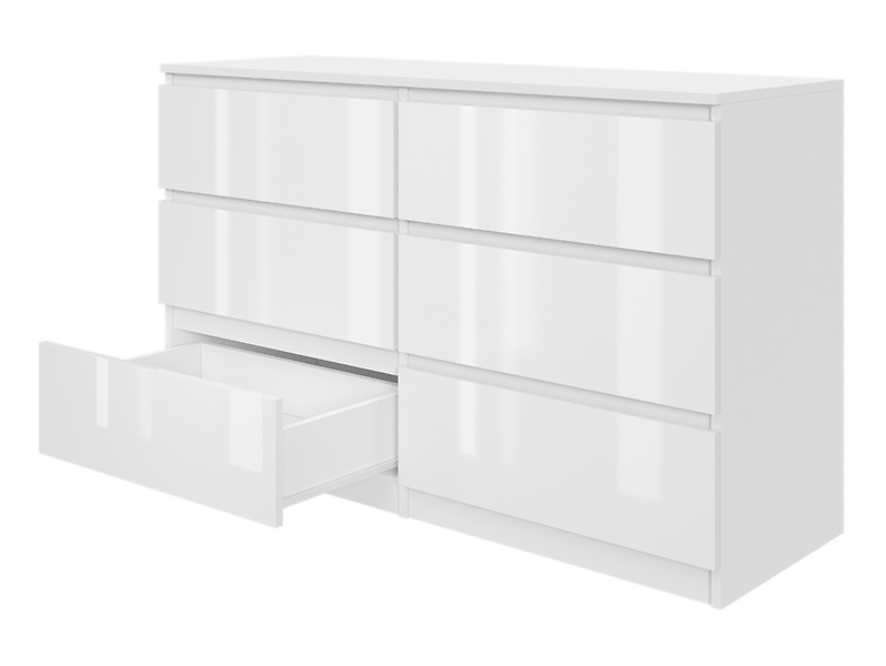 KOMODA Biała Lakierowana 120 cm - 6 pojemnych szuflad