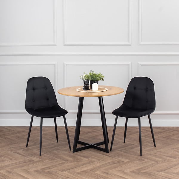 Krzesło tapicerowane czarne welurowe pikowane guziki do salonu