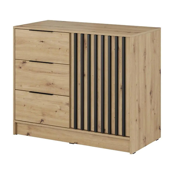 Komoda do sypialni Nelly lamele 2D szara