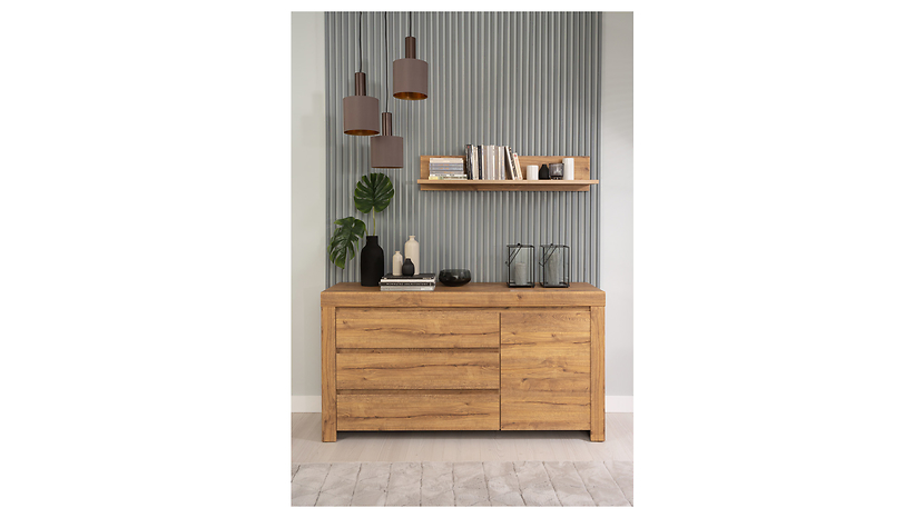 Komoda Holten 156 cm z szafką i 3 szufladami dąb waterford