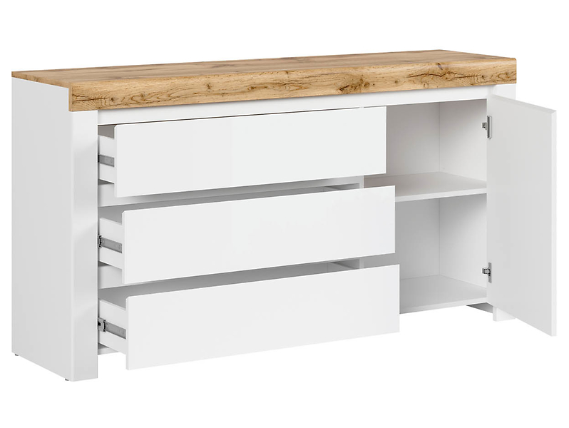 Komoda Holten 156 cm z szafką i 3 szufladami dąb waterford