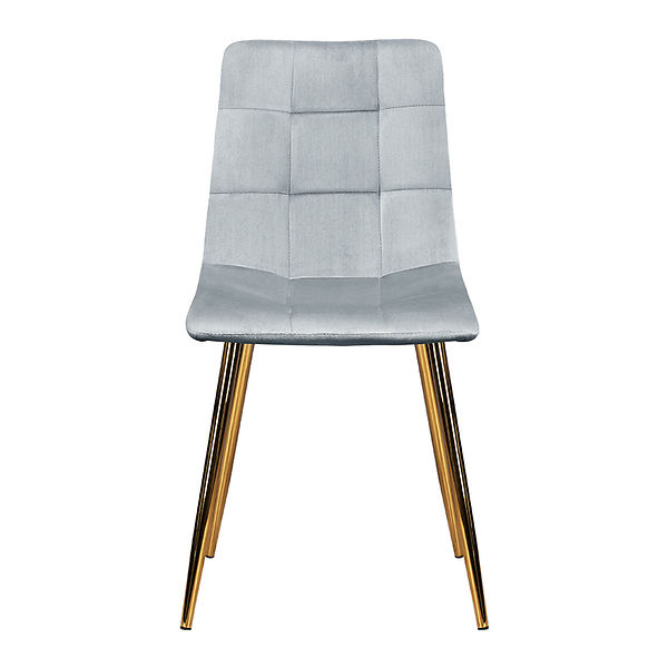 Krzesło tapicerowane szare welurowe pikowane złote nogi glamour