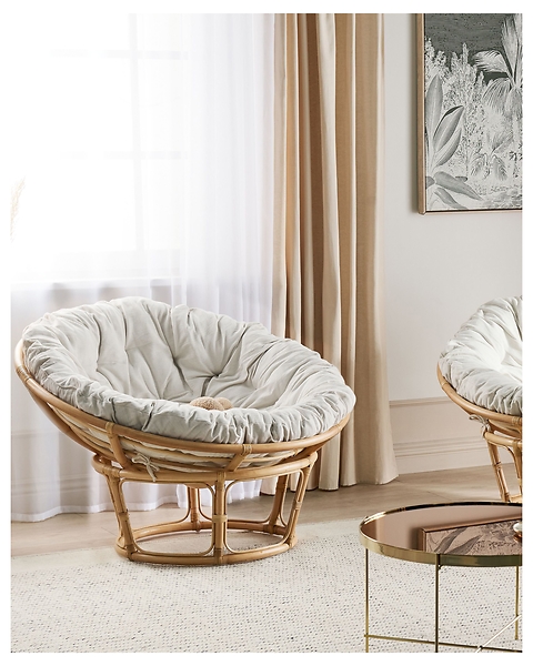 2 fotele rattanowe naturalne z jasnobeżowym