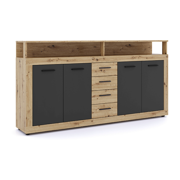 Komoda z Szufladami Duża Do Salonu BLAGO Dąb Sonoma Biała