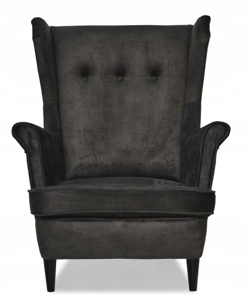 Fotel Uszak liliowy jasny róż aksamit urodziny