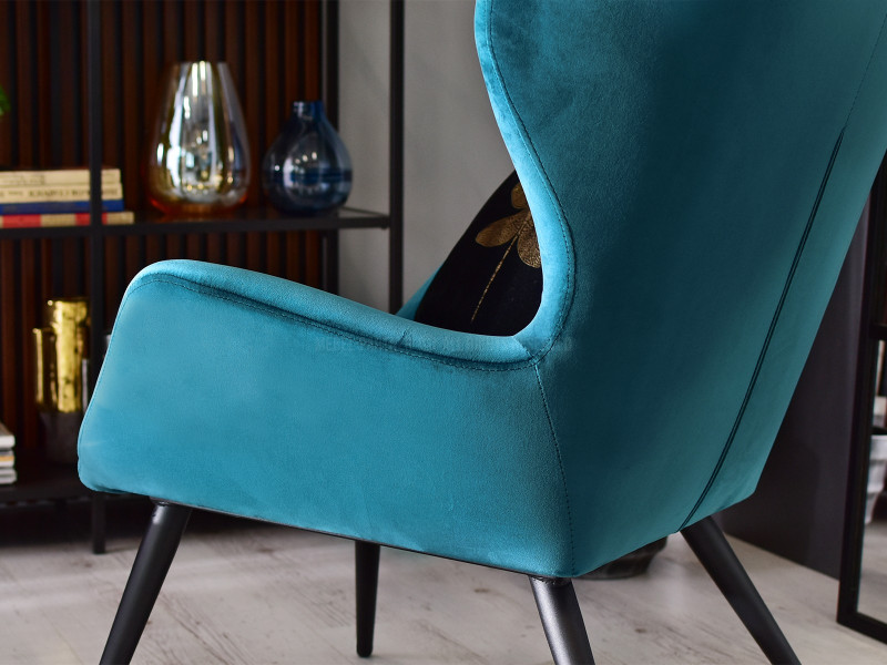 Fotel Kikori Szary Welur, Podstawa Czarny