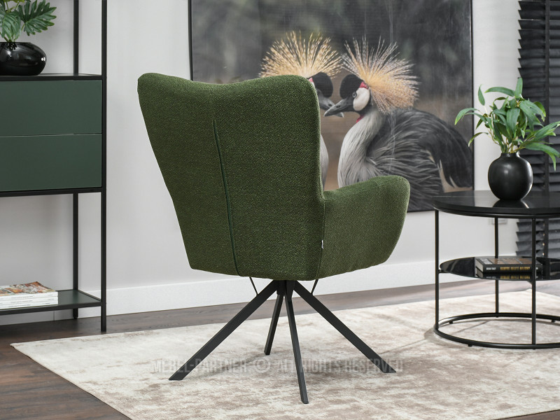 Zielony Obrotowy Fotel Kira Do Salonu W Stylu Nowoczesnym