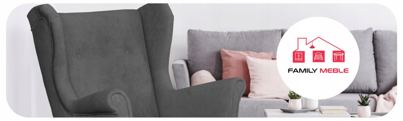 Fotel uszak skandynawski welur Hunter Family Meble błękitny