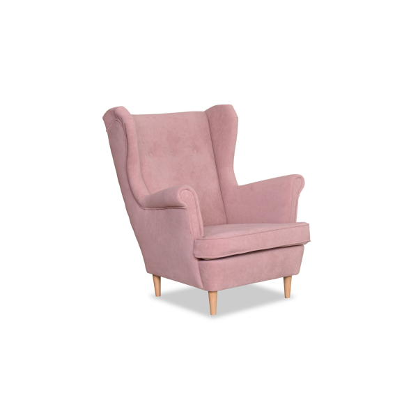 Fotel uszak skandynawski welur Hunter Family Meble błękitny