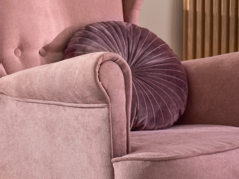 Fotel Malmo Żurawina Tkanina, Podstawa Orzech