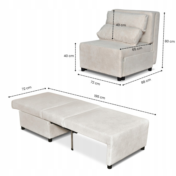 Fotel rozkładany z funkcja spania KIMO pojemnik na pościel Ramona c. szary