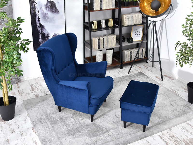 Fotel Malmo Żurawina Tkanina, Podstawa Orzech