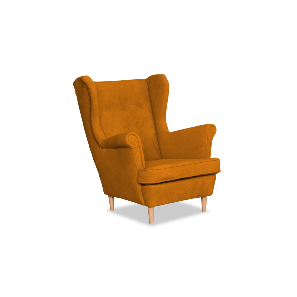 Fotel uszak skandynawski welur Hunter Family Meble błękitny