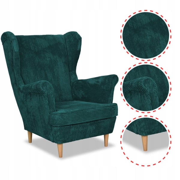 Fotel uszak Bonito beżowy sztruks Family Meble